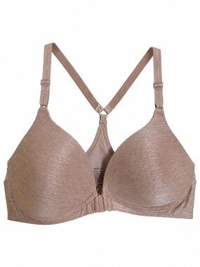 Warner’s 34B Front Closure Racerback Bra Taupe Beige Wireless